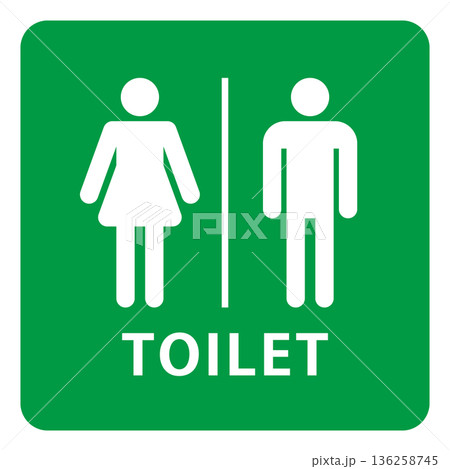 シンプルな文字入りトイレマーク ピクトグラム 136258745
