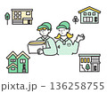 住宅と引越し業者のシンプルなイラスト 住宅と引越し業者のシンプルなイラスト 136258755