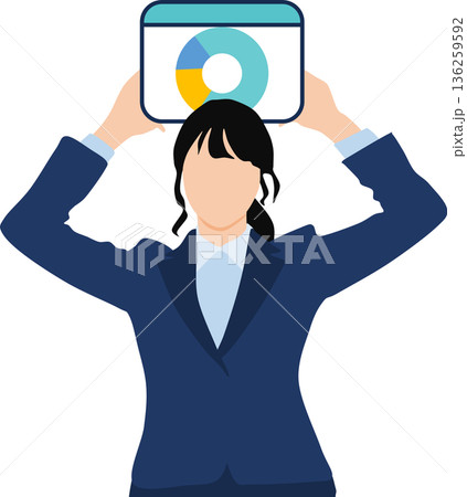 データを分析するビジネスウーマンのイラスト 136259592
