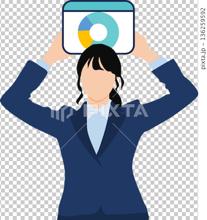 データを分析するビジネスウーマンのイラスト 136259592