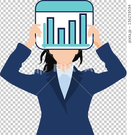 Illustration of a businesswoman analyzing data 136259594