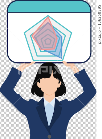 Illustration of a businesswoman analyzing data Illustration of a businesswoman analyzing data 136259595