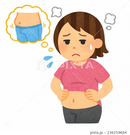ぽっこりお腹が気になる女性1 136259684