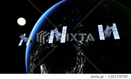 人工衛星と地球 人工衛星と地球 136259790