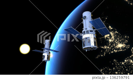 人工衛星と地球 136259791