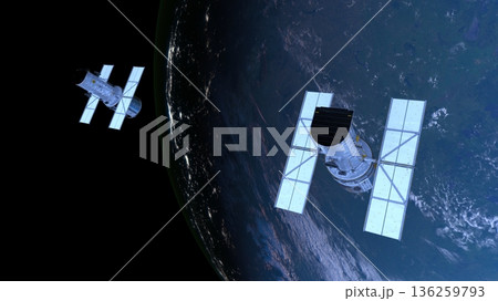 人工衛星と地球 136259793