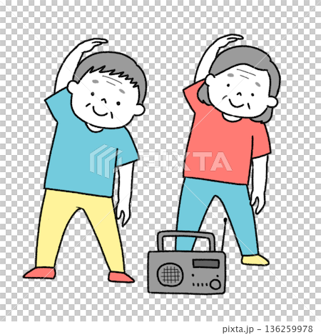 ラジオ体操をする人のシンプルかわいいイラスト ラジオ体操をする人のシンプルかわいいイラスト 136259978