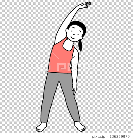 ラジオ体操をする人のシンプルかわいいイラスト 136259979