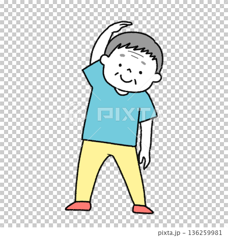 ラジオ体操をする人のシンプルかわいいイラスト ラジオ体操をする人のシンプルかわいいイラスト 136259981