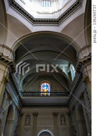 Interior of historic church dome with stained glass window Interior of historic church dome with stained glass window 136260737