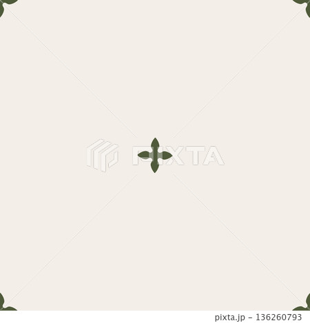 Seamless Central Asian nomadic pattern featuring green cross shaped zoomorphic ornaments on a white background Seamless Central Asian nomadic pattern featuring green cross shaped zoomorphic ornaments on a white background 136260793