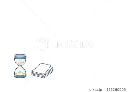確定申告の期限管理と砂時計（横長余白） 136260996