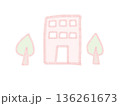 くすみピンクの建物 136261673