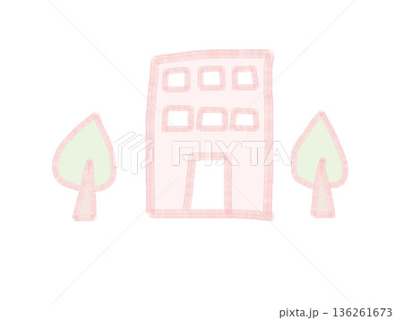 くすみピンクの建物 136261673