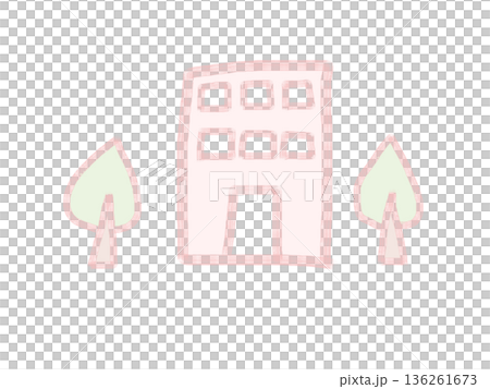 くすみピンクの建物 136261673