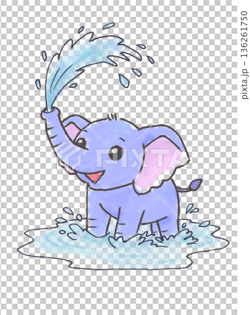 水遊びをする象 136261750