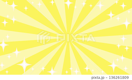 集中線背景　キラキラ　黄色 136261809