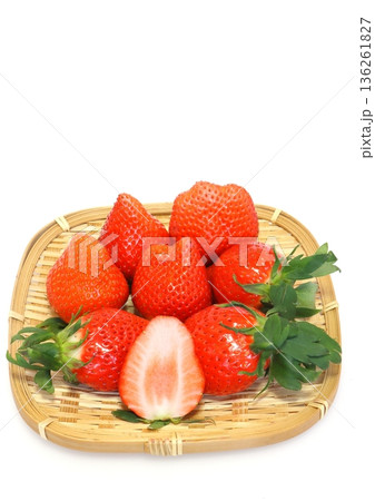 採れたてのイチゴ（やよいひめ・縦構図） 136261827