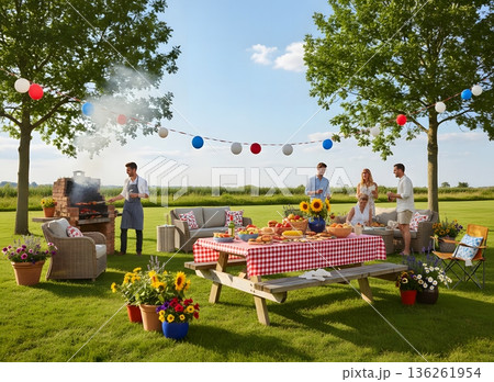 楽しいバーベキューと夏のひととき 楽しいバーベキューと夏のひととき 136261954