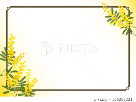 ミモザのフレーム（A4横・黄色グラデーション） 136262221