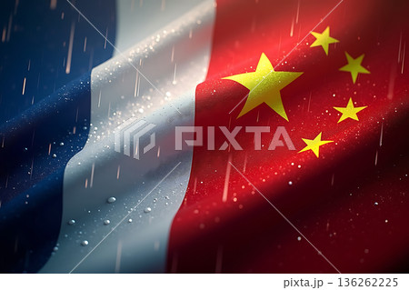 フランスと中国の国旗を雨が滴る ai フランスと中国の国旗を雨が滴る ai 136262225