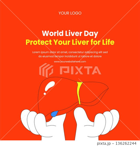Hand Drawn Flat Cartoon Background Design Illustration for World Liver Day 136262244