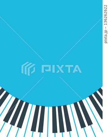 カーブしたピアノ鍵盤とシンプル背景のイラスト（シアン）【縦長】 136262622