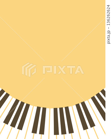 カーブしたピアノ鍵盤とシンプル背景のイラスト（黄色）【縦長】 136262624
