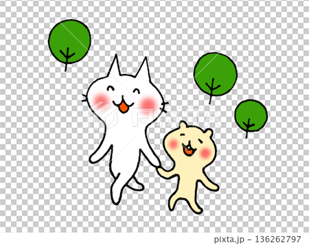 樹木間動物行走的插圖 樹木間動物行走的插圖 136262797