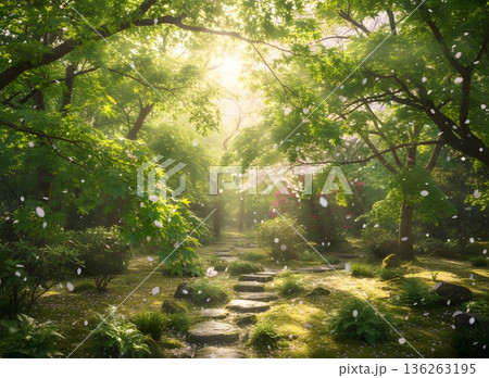 夢のような春の庭の風景 136263195
