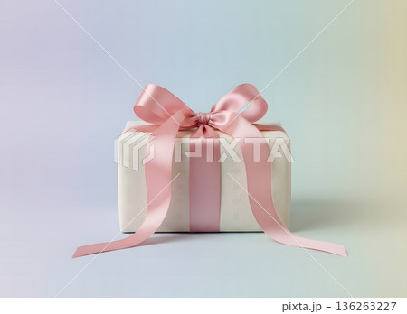 可愛いギフトボックスとピンクのリボン 136263227