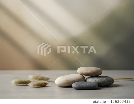 自然のやさしさを感じる石と植物のアレンジ 136263432