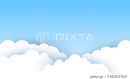 cartoon style paper cloud atmosphere backdrop design 136263503