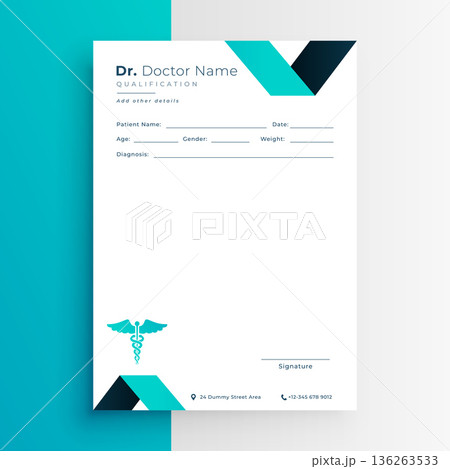blank medic prescription letter paper template in wavy style 136263533