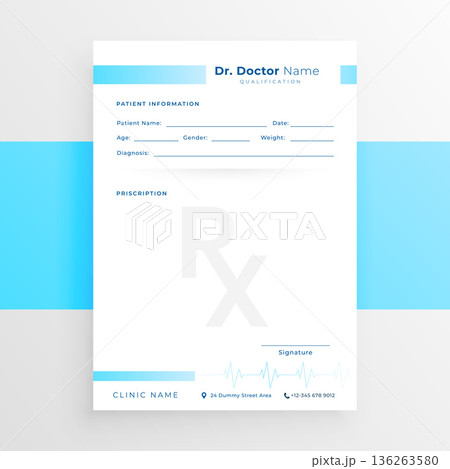blank Rx medic prescription notepad template design 136263580