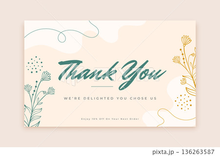 personalized thank you message card with botanical floral decor 136263587