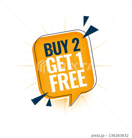 buy 2 get 1 free sale offer tag background design 136263632