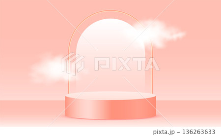 round 3d podium platform background for product presentation with smoke effect 136263633