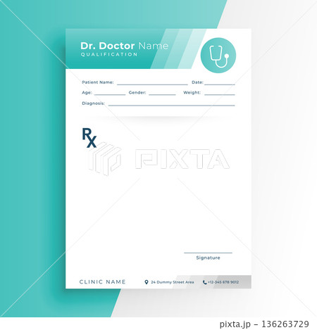 formal a4 doctor prescription notepad paper template design 136263729