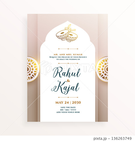 minimal style indian wedding or sagai greeting card for digital post 136263749