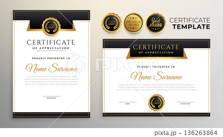 eye catching diploma of appreciation background in set 136263864