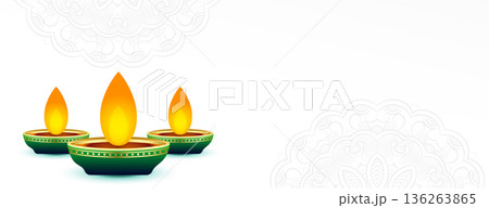 creative diwali diya festive white banner with text space creative diwali diya festive white banner with text space 136263865