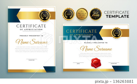 eye catching professional diploma of appreciation template in set 136263881