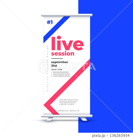 rollup standee display paper template for corporate seminar 136263934