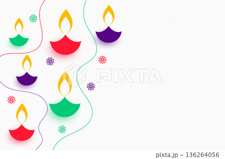 colorful artistic diwali diya white background with text space colorful artistic diwali diya white background with text space 136264056