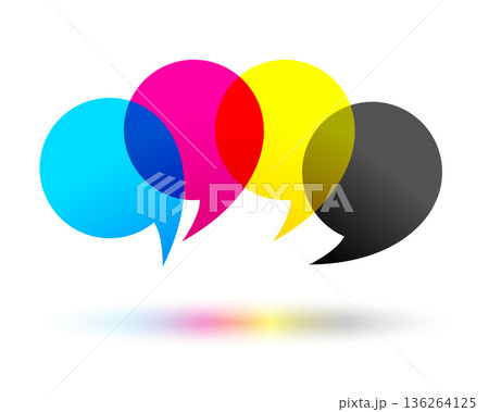 creative cmyk colors chat bubble background with shadow effect creative cmyk colors chat bubble background with shadow effect 136264125