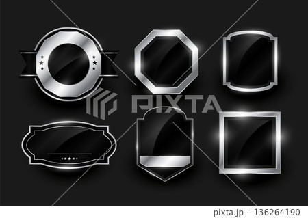 collection of empty metal badge symbol banner design collection of empty metal badge symbol banner design 136264190