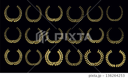 collection of golden laurel frame background for award or certificate design 136264253