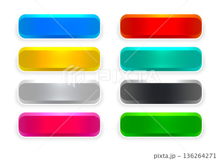 set of colorful web app button icon in rectangle shape 136264271