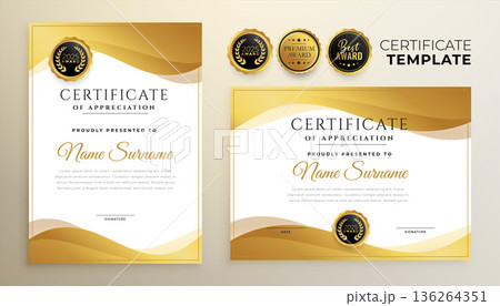 set of luxurious appreciation certificate template for winner gratitude 136264351